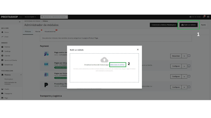 Imagen 1 del paso a paso para integrar Recibo Pagos a tu página Web con Prestashop